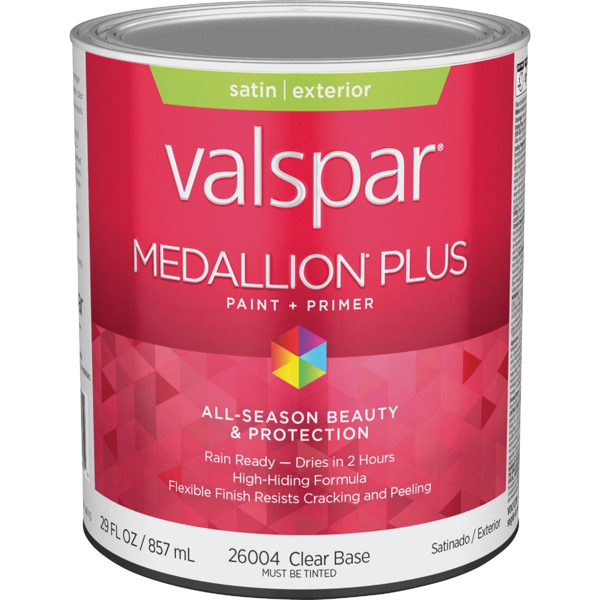 Valspar Medallion Plus Premium Paint & Primer Satin Exterior Paint, Clear Base, 1 Qt.