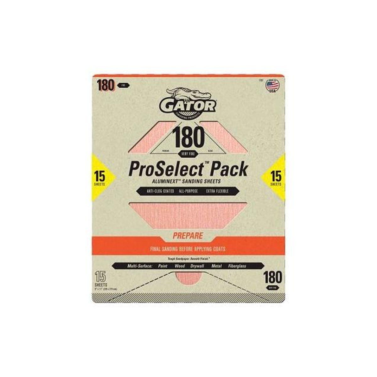 Gator 9 In. x 11 In. 180-Grit Premium Sandpaper Sheets (15-Pack)