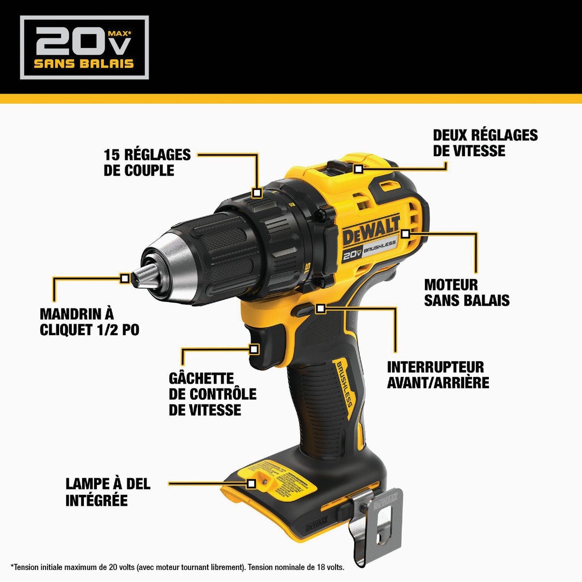 DEWALT 20V MAX Brushless 1/2 In. Compact Cordless Drill/Driver Kit with 2.0 Ah Battery & Charger - photo 2