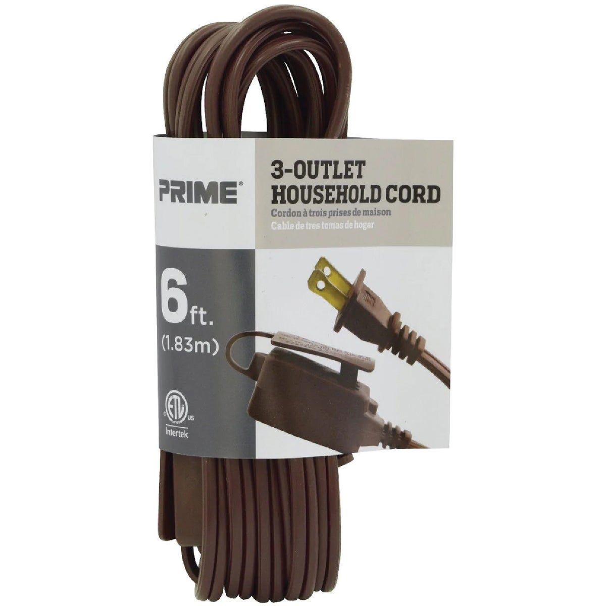 Prime 6 Ft. 16/2 Brown 3-Outlet Cube Tap Extension Cord Prime 6 Ft. 16/2 Brown 3-Outlet Cube Tap Extension Cord
