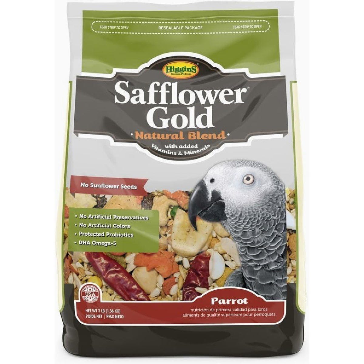 Higgins 3 Lb. Safflower Gold Parrot Bird Food