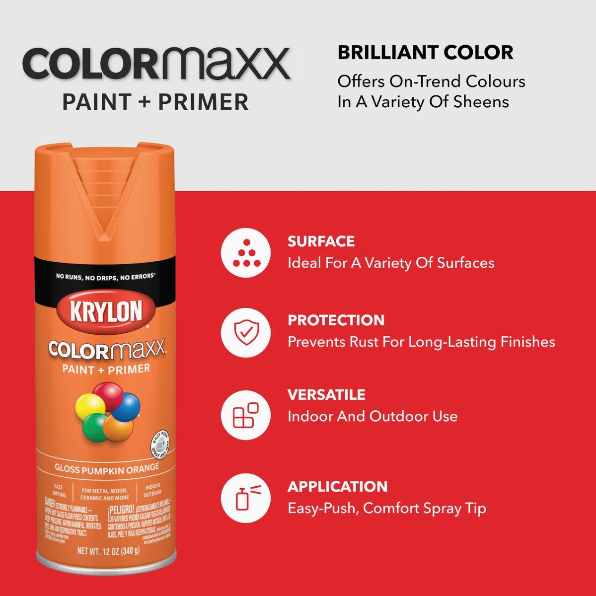 Krylon ColorMaxx 12 Oz. Gloss Spray Paint, Pumpkin Orange - photo 7 Krylon ColorMaxx 12 Oz. Gloss Spray Paint, Pumpkin Orange - photo 7