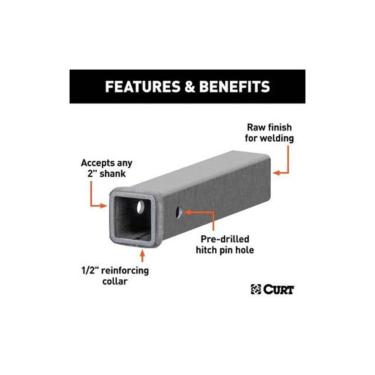 CURT 2 In. x 12 In. Raw Steel Weld-On Trailer Hitch Receiver Tube - photo 2 CURT 2 In. x 12 In. Raw Steel Weld-On Trailer Hitch Receiver Tube - photo 2