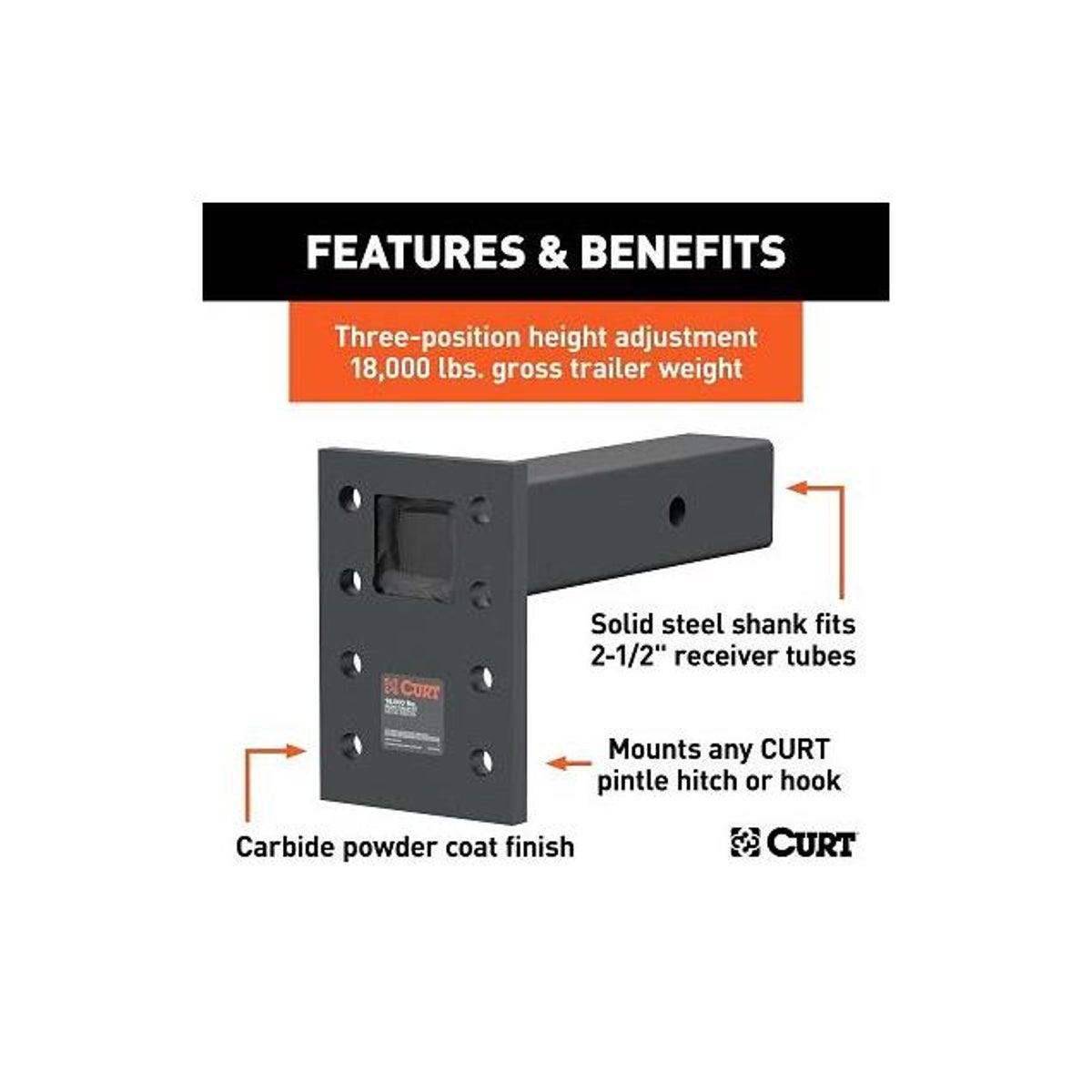 CURT Adjustable Pintle Mount, 18,000 Lb. Strength - photo 3