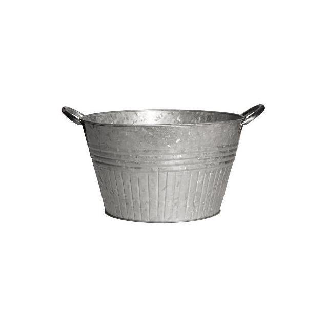 Robert Allen IronLite 14 In. Round Galvanized Metal Tub Planter with Handles