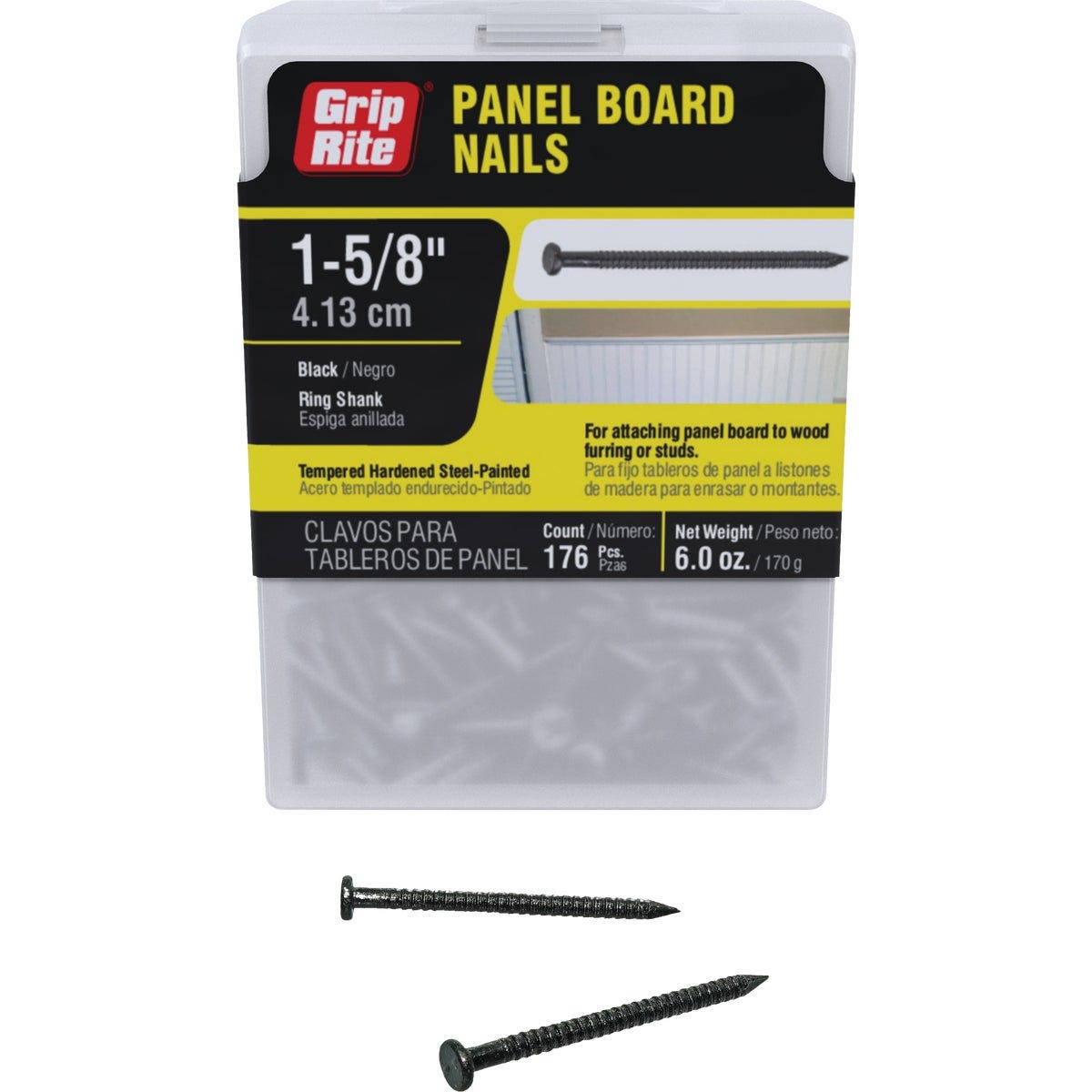 Grip-Rite 1-5/8 In. x 16-1/2 ga Ring ShankBlack Paneling Nail (176-Count)
