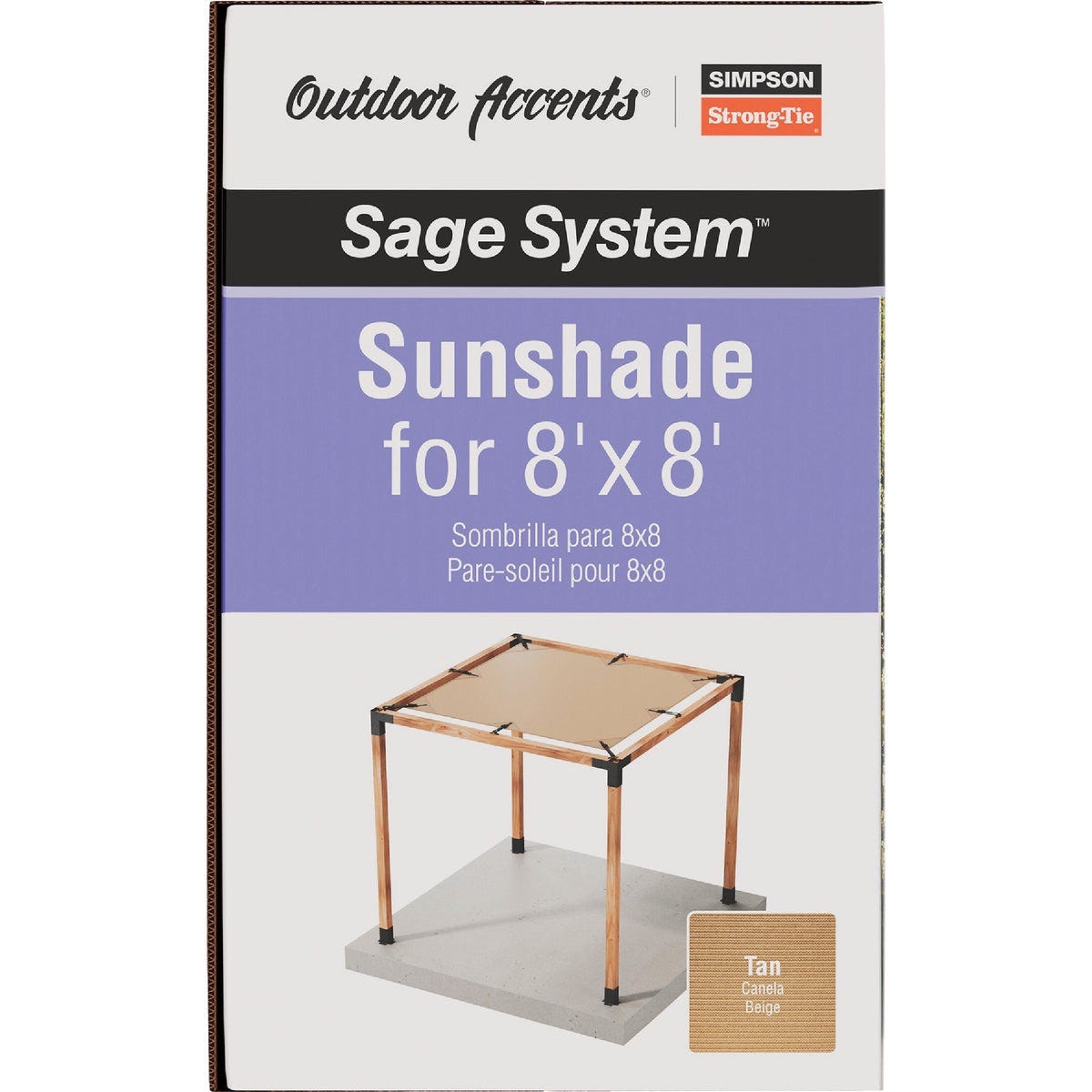 Simpson Strong-Tie Outdoor Accents Sage System Sunshade for 8 Ft. x 8 Ft. Pergola, Tan - photo 4