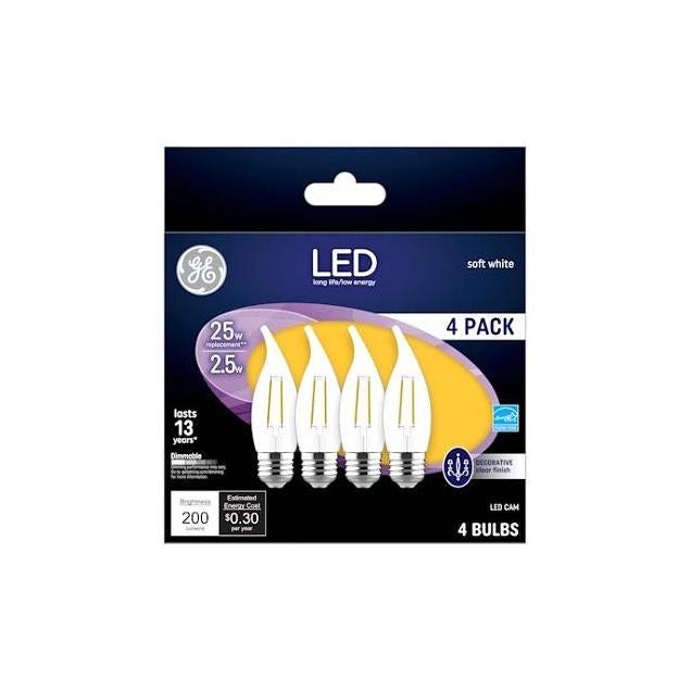 GE 4-Pack 2.5W 200 Lumens Soft White Decorative LED Light Bulbs