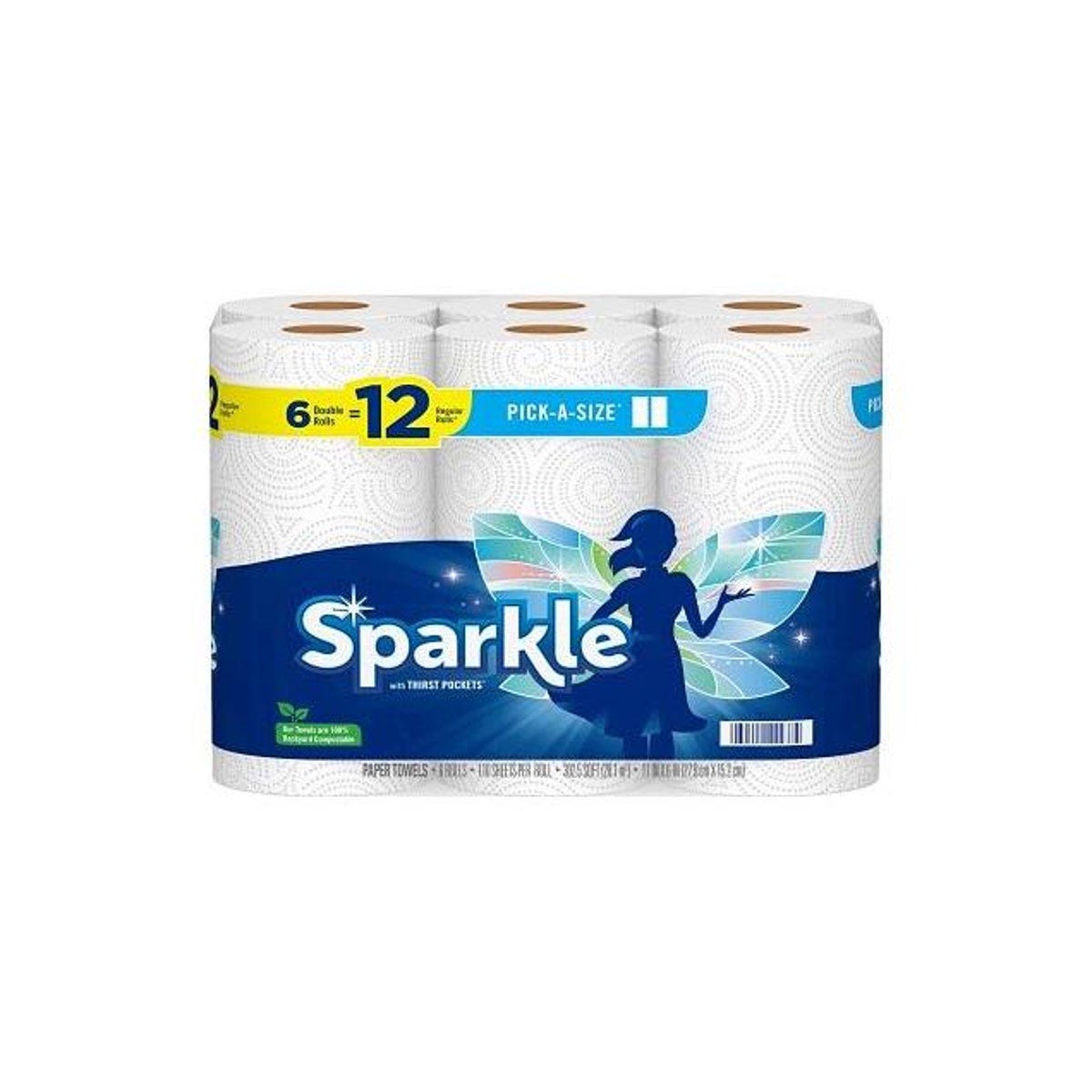 Sparkle 110-Sheet White Pick-A-Size 2-Ply Paper Towels (6 Rolls)