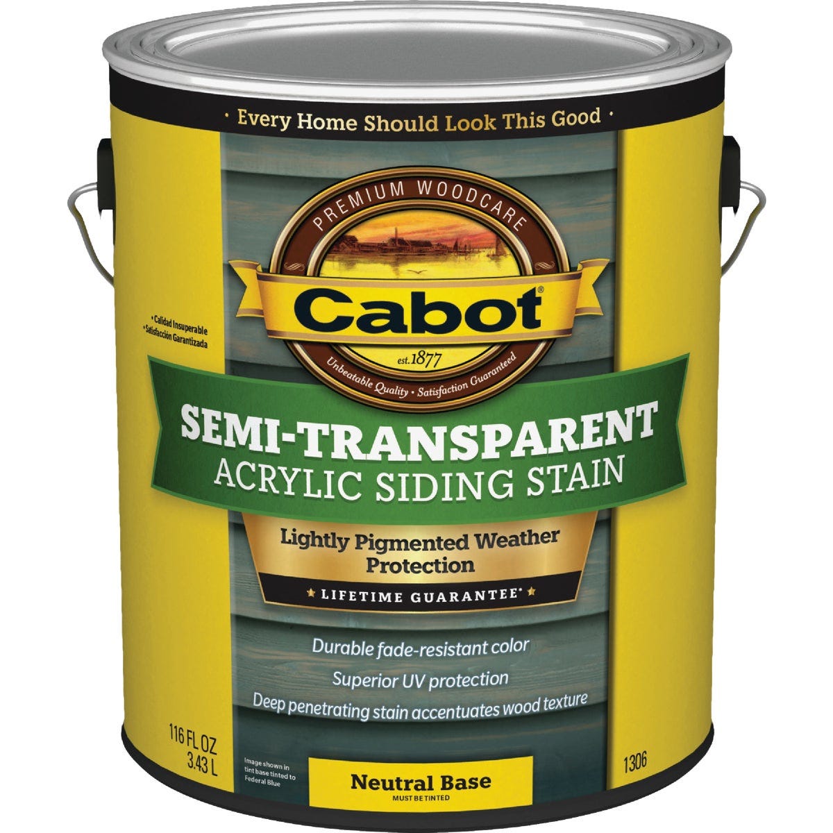 Cabot Semi-Transparent Exterior Siding Stain, 1306 Neutral Base, 1 Gal.