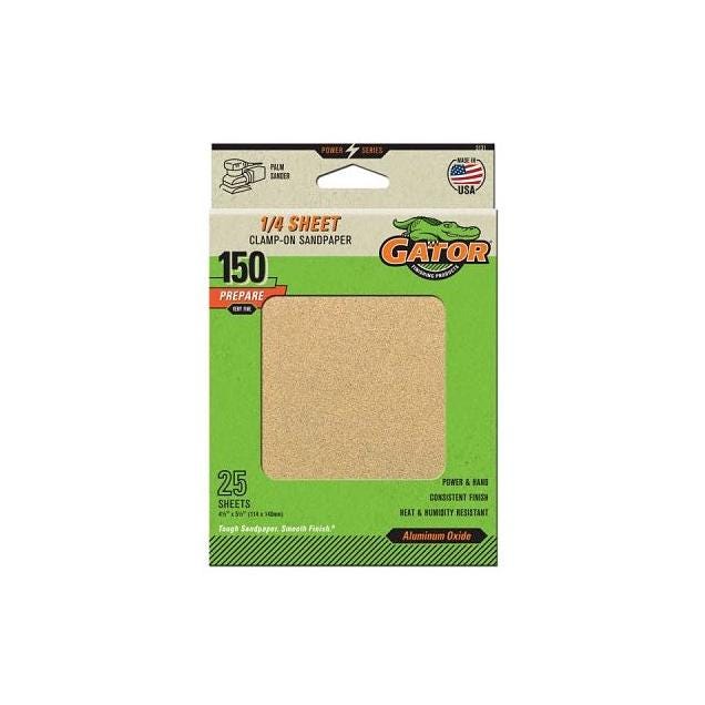Gator 25-Pack 4-1/2 In. x 5-1/2 In. 150 Grit Aluminum Oxide Sanding Sheets