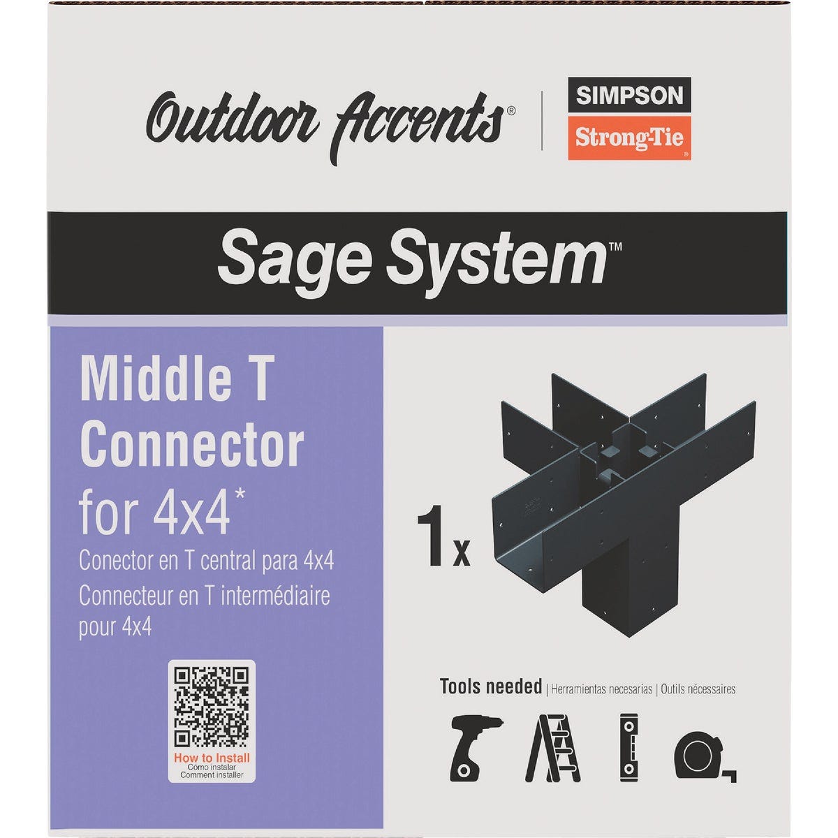 Simpson Strong-Tie Outdoor Accents Sage System Black Powder-Coated Middle-T Connector for 4x4 with Screws - photo 4