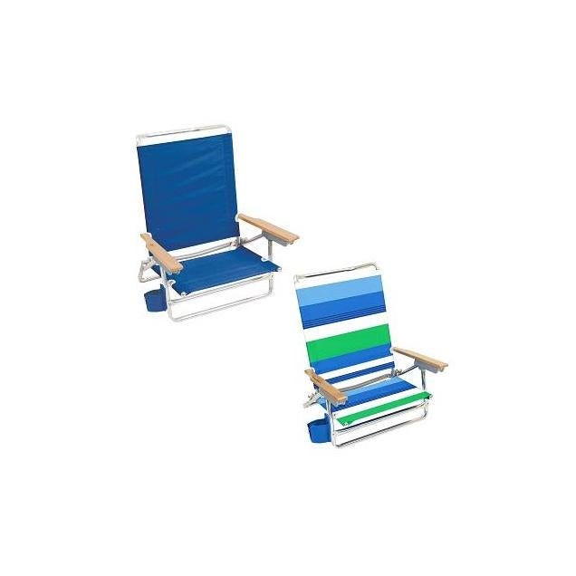 Rio 5-Position Sand Chair w/ Wood Arms, Assorted Colors Rio 5-Position Sand Chair w/ Wood Arms, Assorted Colors