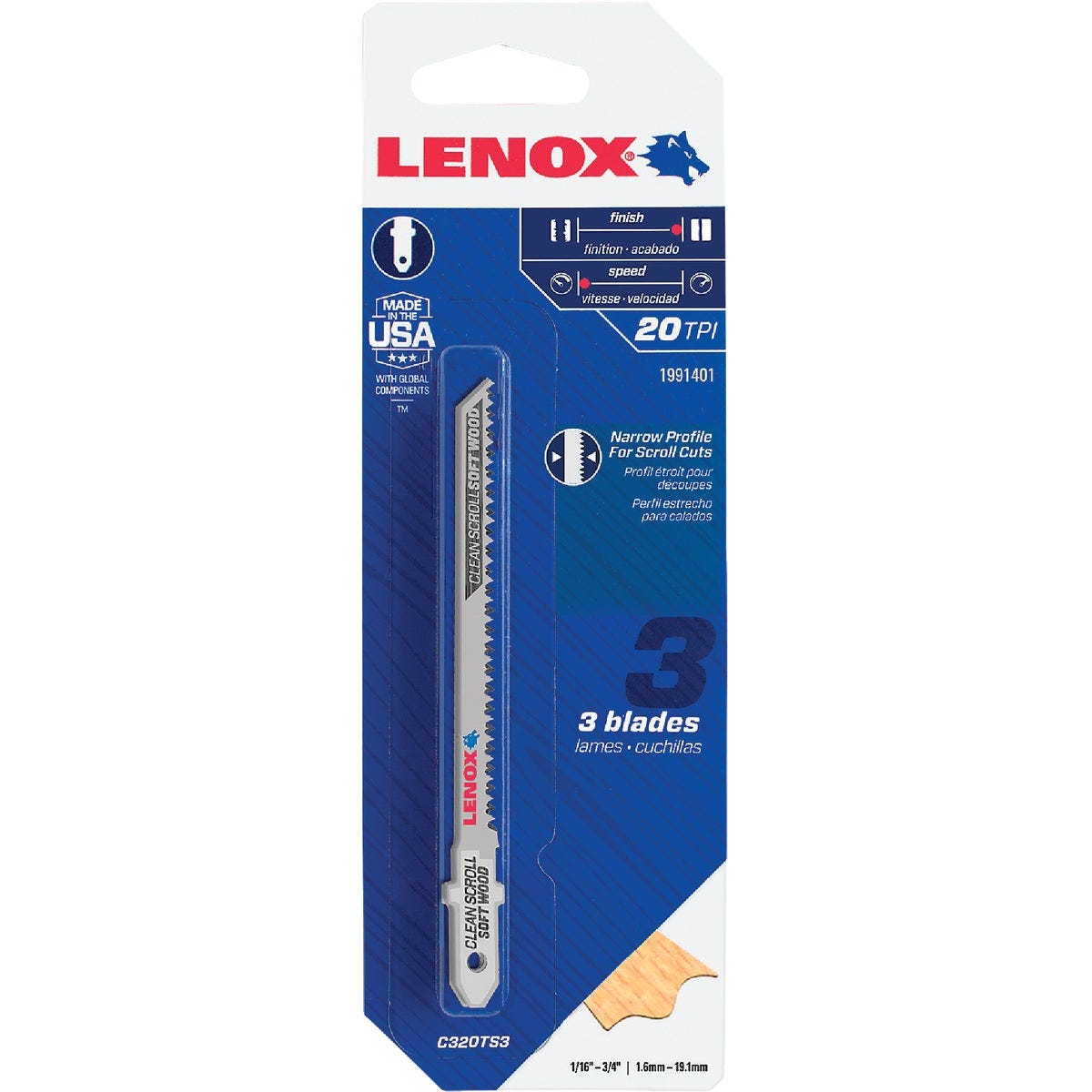 Lenox 3-5/8 In. x 20 TPI T-Shank HCS Jig Saw Blade for Clean Scroll Soft Wood (3-Pack) - photo 2