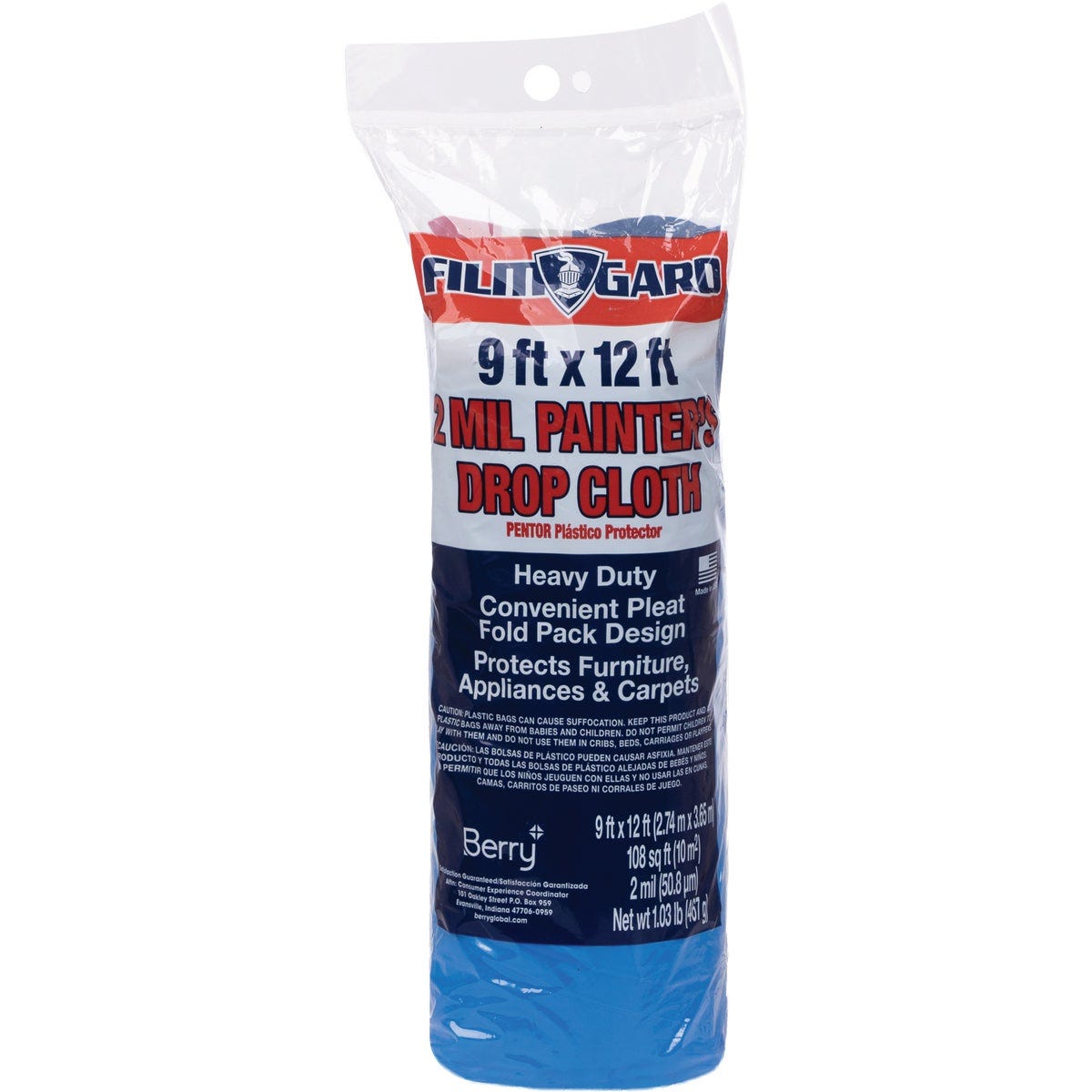 Film-Gard 9 Ft. x 12 Ft. Blue Plastic Drop Cloth