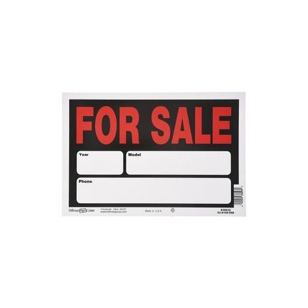 Hillman 8 In. x 12 In. Black & Red Automobile For Sale Sign