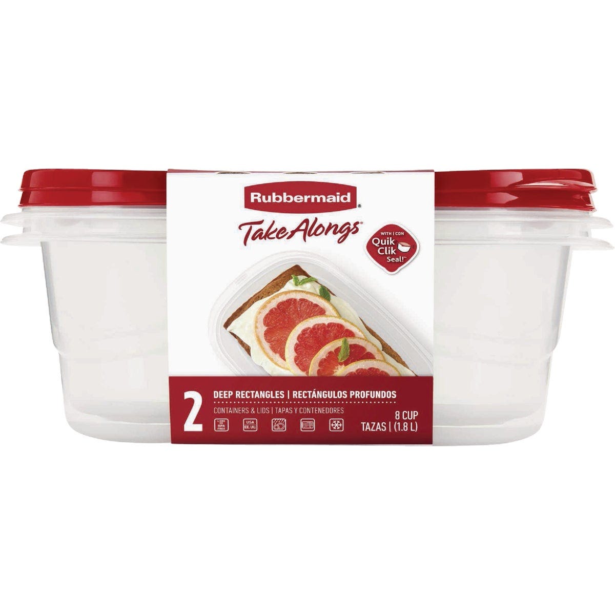 Rubbermaid TakeAlongs Red Food Storage Containers, 8 Cup (2-Pack) - photo 3 Rubbermaid TakeAlongs Red Food Storage Containers, 8 Cup (2-Pack) - photo 3