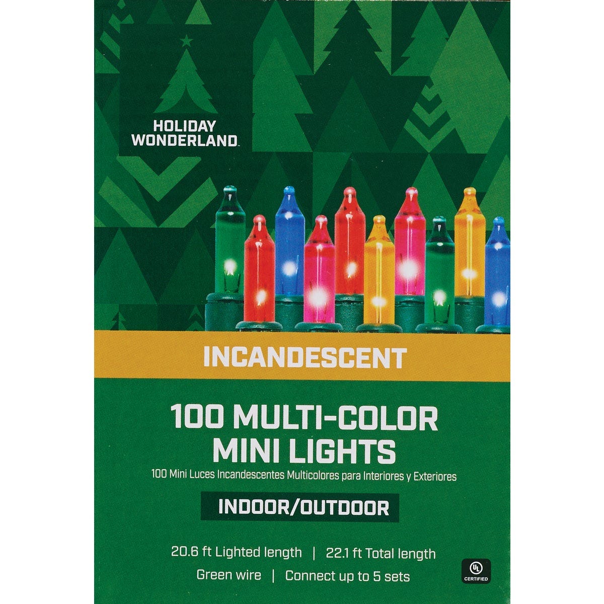 Holiday Wonderland Multi 100-Bulb Mini Incandescent String Light Set with Green Wire