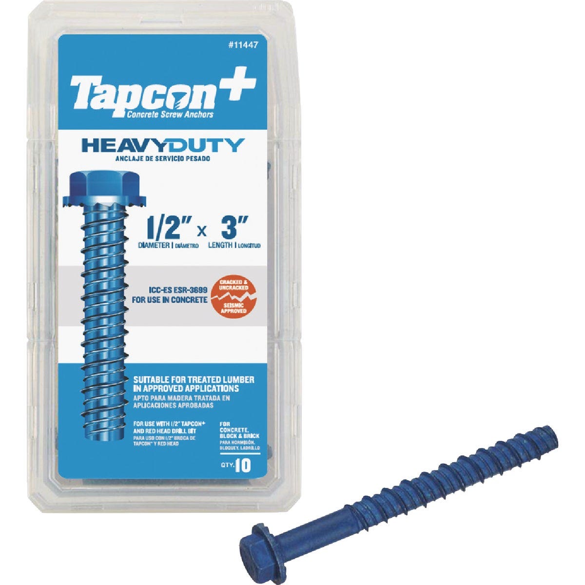 Tapcon 1/2 In. x 3 In. Hex Washer Concrete Screw Anchor (10-Count)
