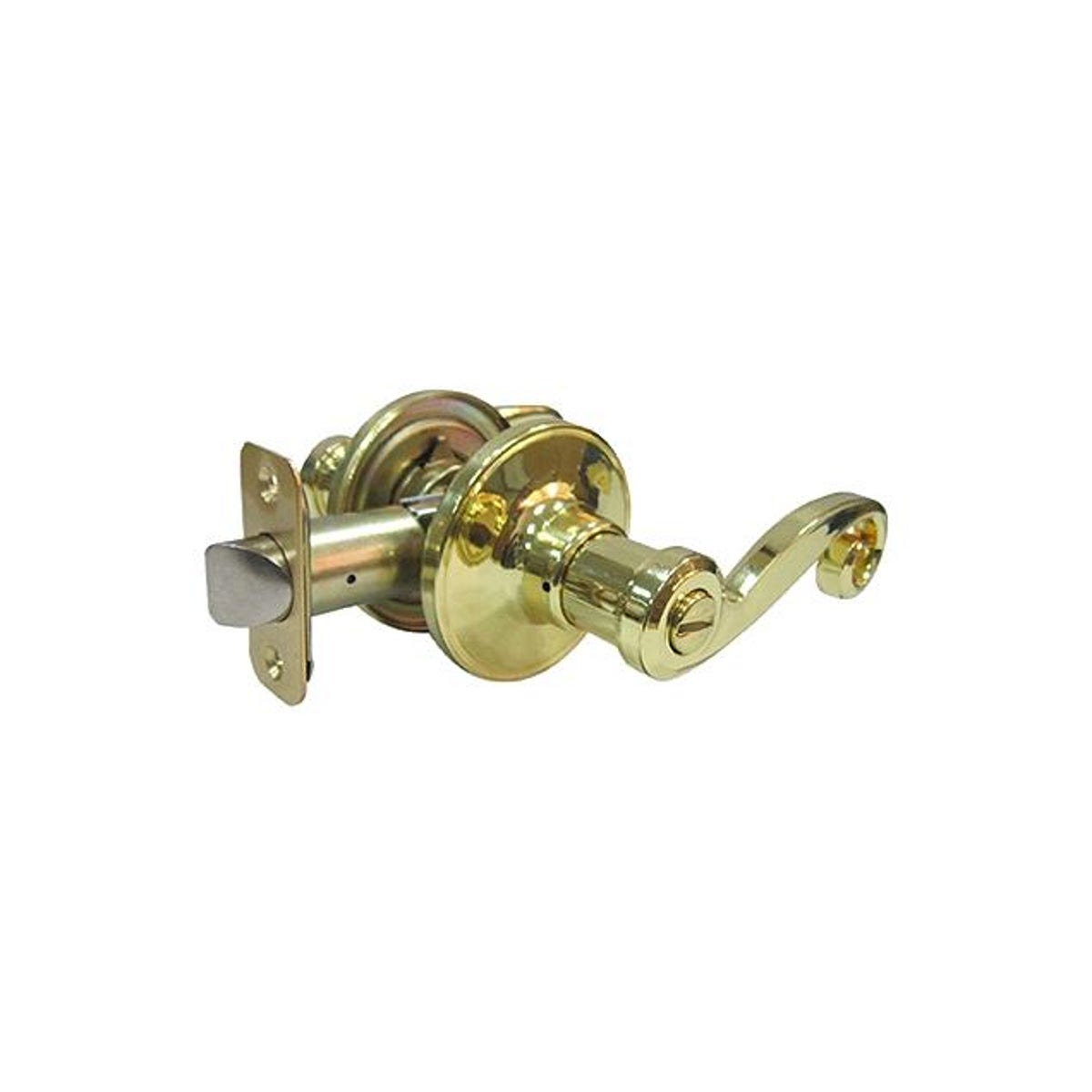TruGuard Polished Brass Reversible-Scroll Privacy Lever Lockset | True ...