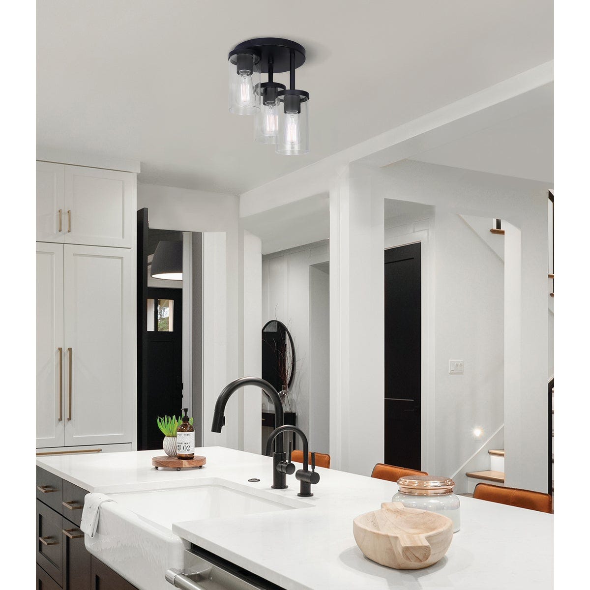 Canarm Britton 3-Light Black Semi-Flush Mount Ceiling Light Fixture - photo 7 Canarm Britton 3-Light Black Semi-Flush Mount Ceiling Light Fixture - photo 7