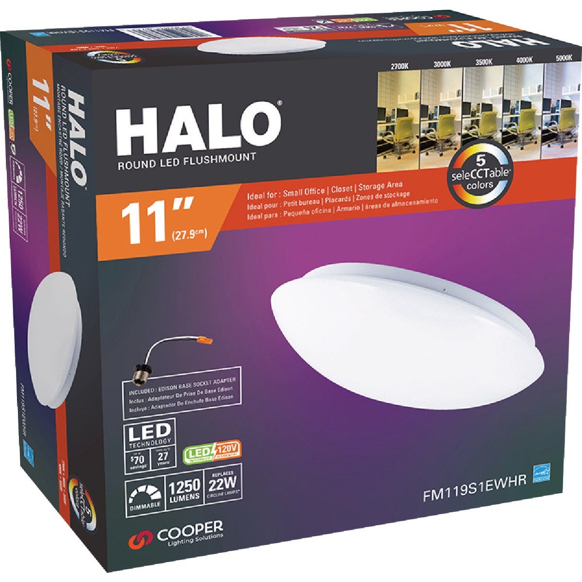 Halo 11 In. CCT LED Low Profile Round Flush Mount Ceiling Light Fixture - photo 2