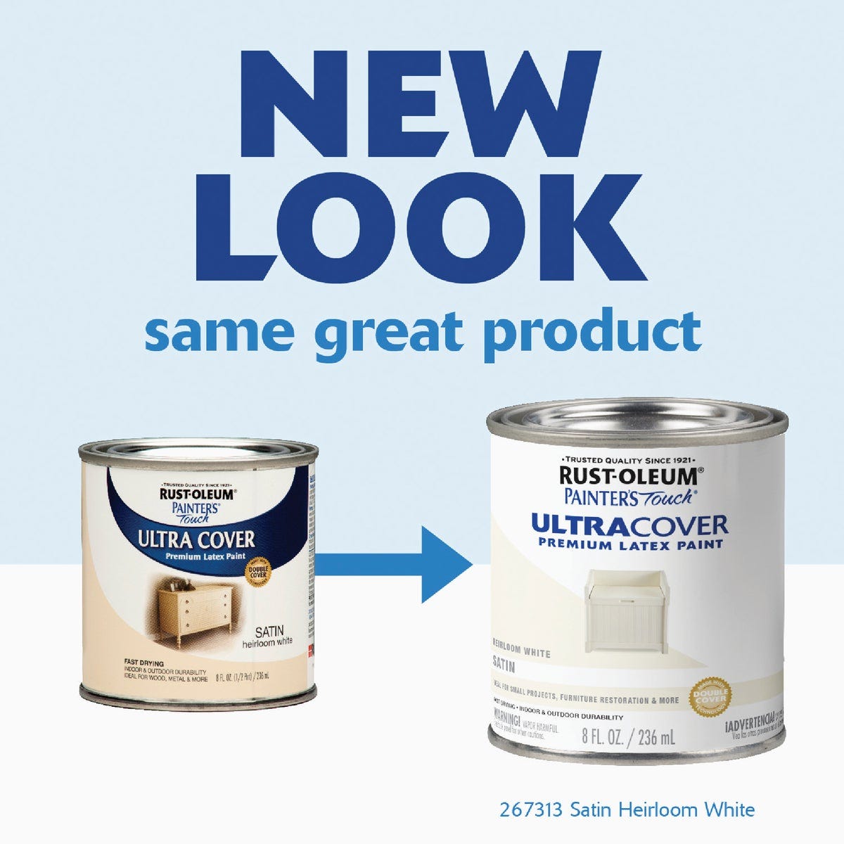 Rust-Oleum Painter's Touch 2X Ultra Cover Premium Latex Paint, Satin Heirloom White, 1/2 Pt. - photo 3 Rust-Oleum Painter's Touch 2X Ultra Cover Premium Latex Paint, Satin Heirloom White, 1/2 Pt. - photo 3