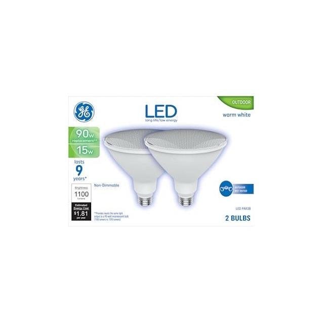 GE 2-Pack 15W Warm White LED Outdoor Floodlights