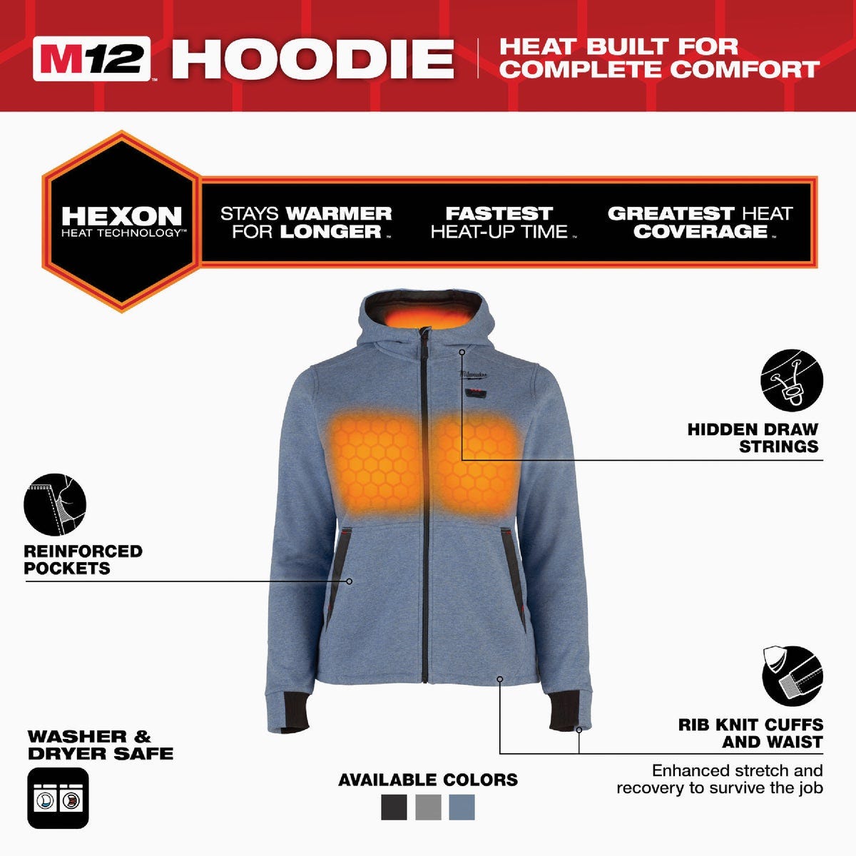 Milwaukee M12 Women's XL Blue Full-Zip Heated Hoodie - photo 7 Milwaukee M12 Women's XL Blue Full-Zip Heated Hoodie - photo 7