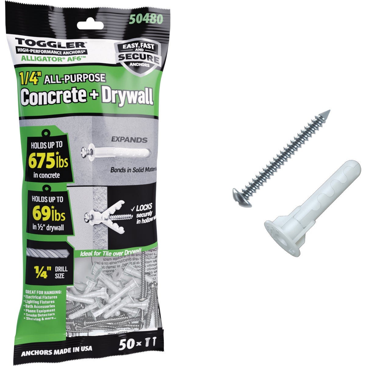 Toggler Alligator #10 x 1-1/2 In. Concrete & Drywall Anchors (6-Count) Clip Strip