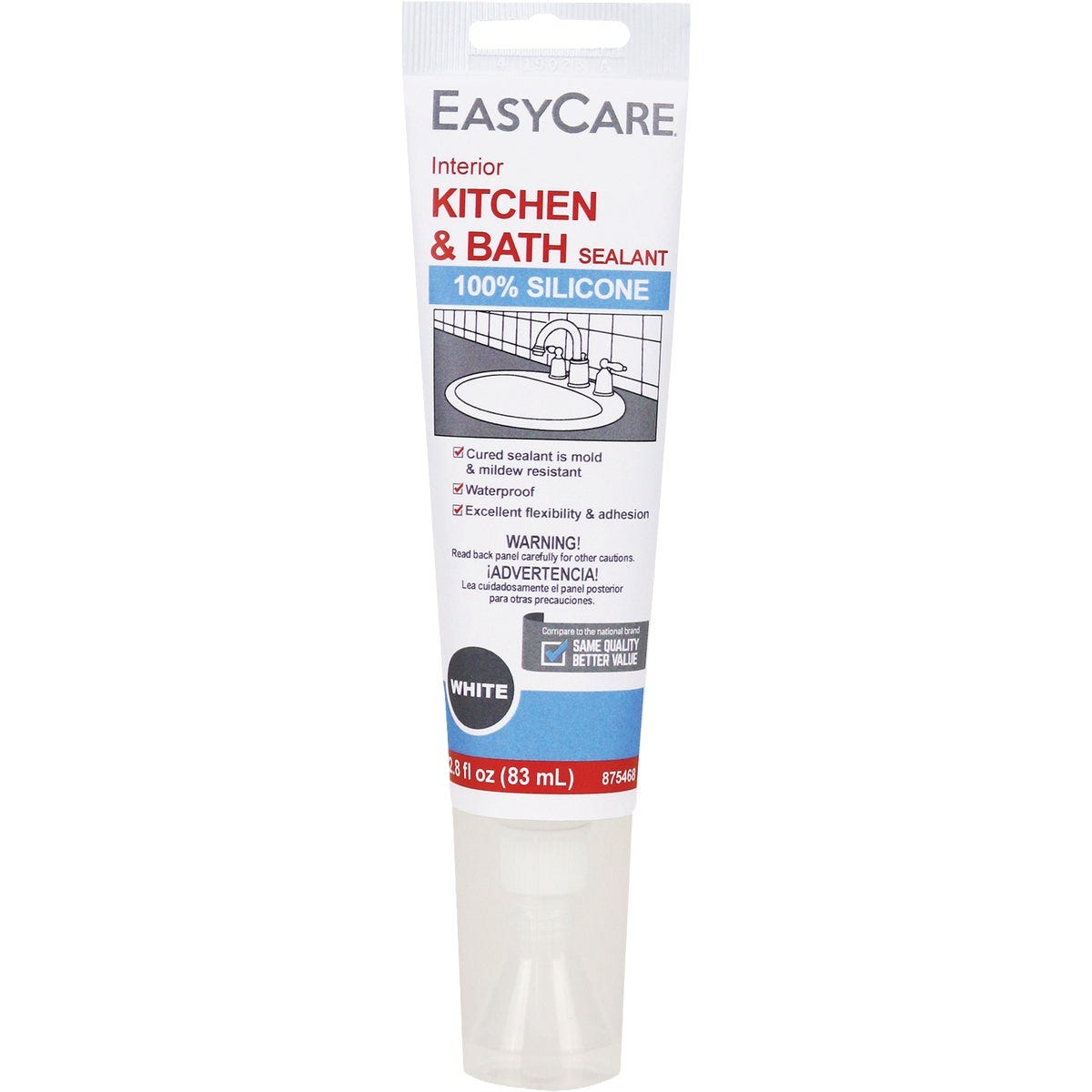 EasyCare 2.8 Oz. White Kitchen & Bath Silicone Sealant EasyCare 2.8 Oz. White Kitchen & Bath Silicone Sealant