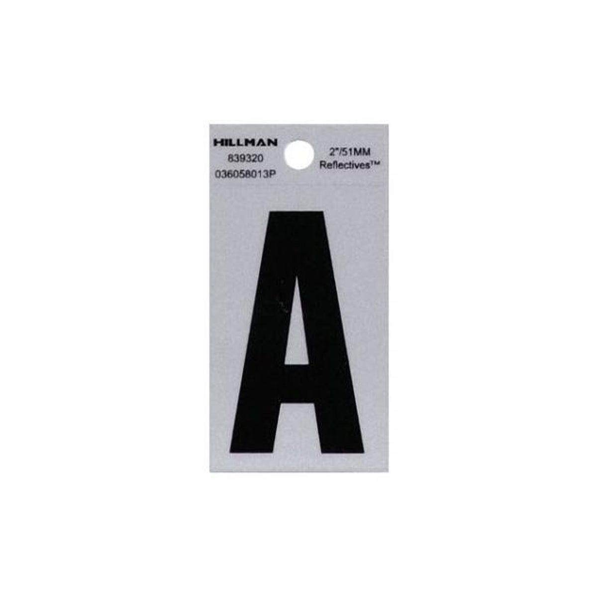 Hillman 2 In. Reflective Black Vinyl Adhesive Letter, A