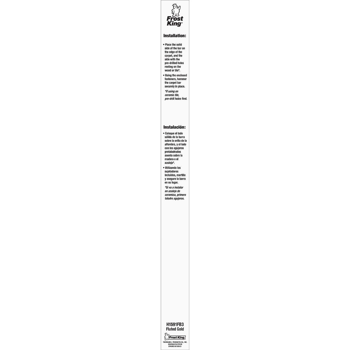 Frost King Satin Gold Fluted 2 In. x 3 Ft. Aluminum Carpet Trim Bar, Extra Wide - photo 3