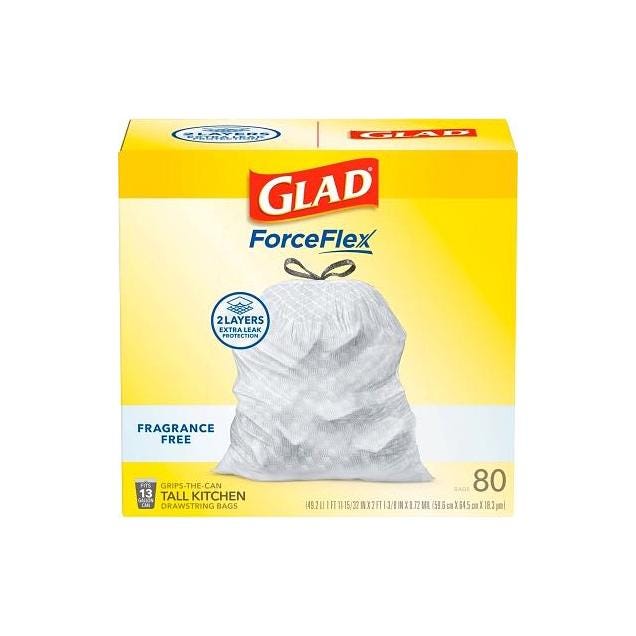 Glad ForceFlex 80-Ct. 13-Gal. Tall Kitchen Trash Bags Glad ForceFlex 80-Ct. 13-Gal. Tall Kitchen Trash Bags