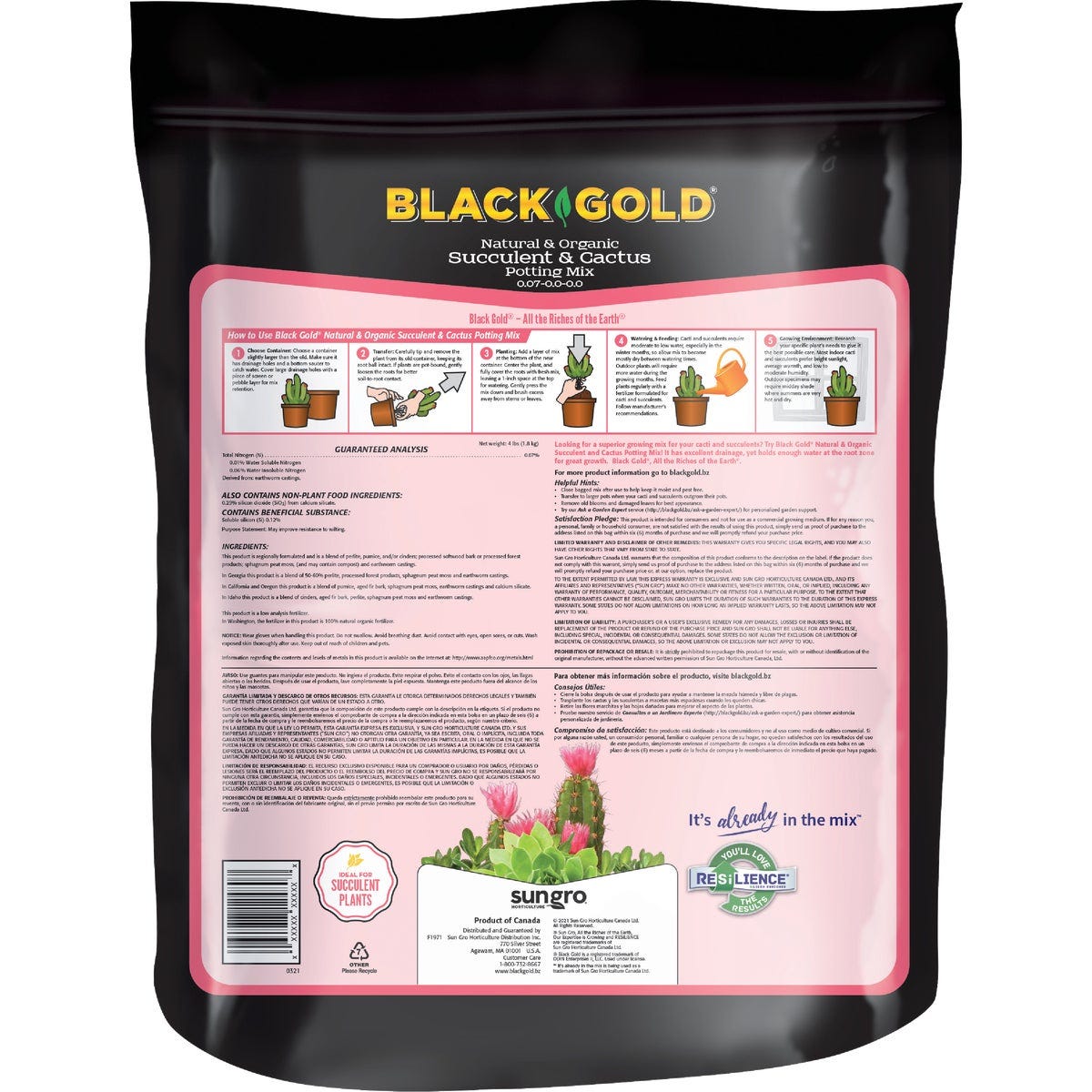 Black Gold 8 Qt. 8.3 Lb. Fast Draining Cactus Mix Potting Soil Mix - photo 2
