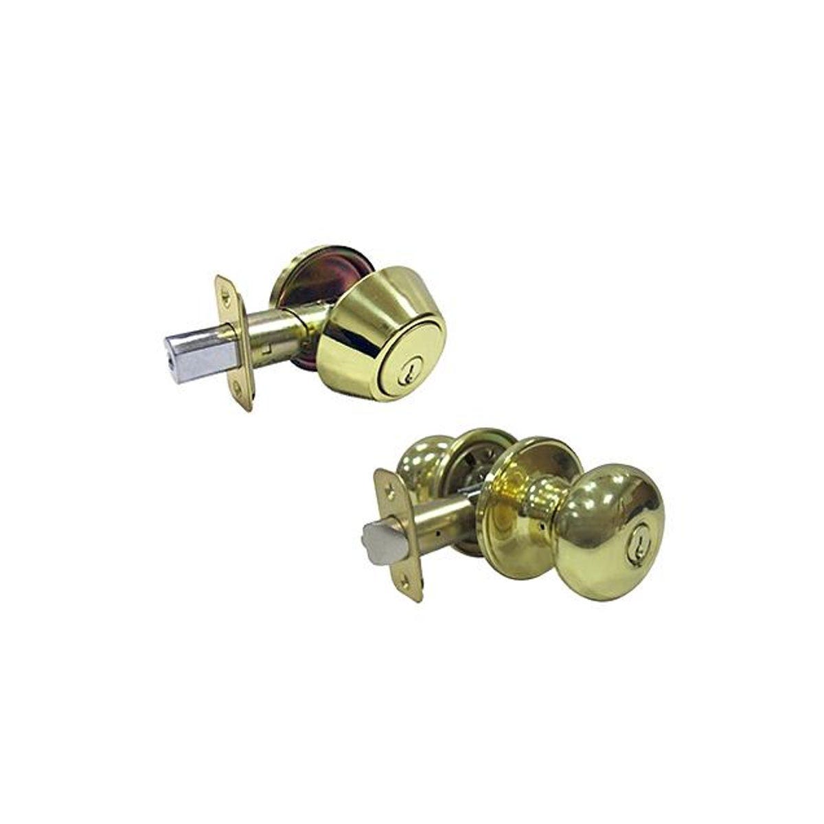 TruGuard Polished Brass Mushroom Combo Lock Pack TruGuard Polished Brass Mushroom Combo Lock Pack