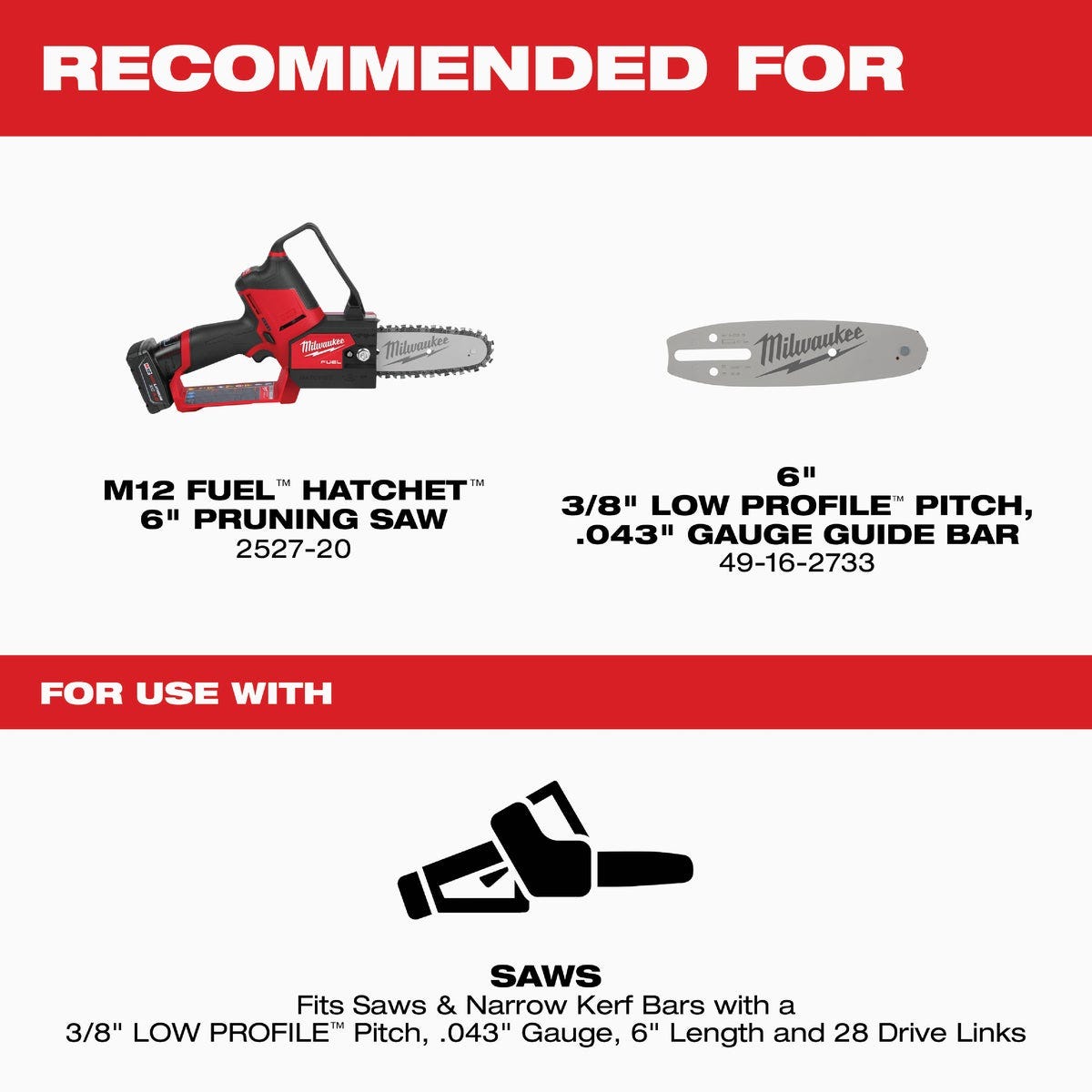 Milwaukee 6 In. 28-Link Pruning Saw Chain - photo 3 Milwaukee 6 In. 28-Link Pruning Saw Chain - photo 3