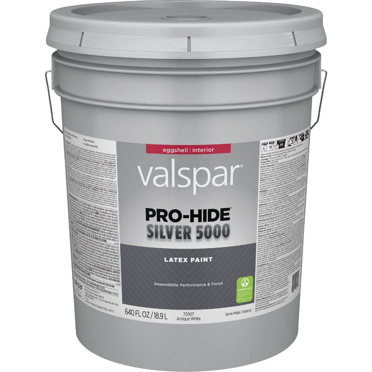 Valspar Pro-Hide Silver 5000 Latex Eggshell Interior Wall Paint, Antique White, 5 Gal.