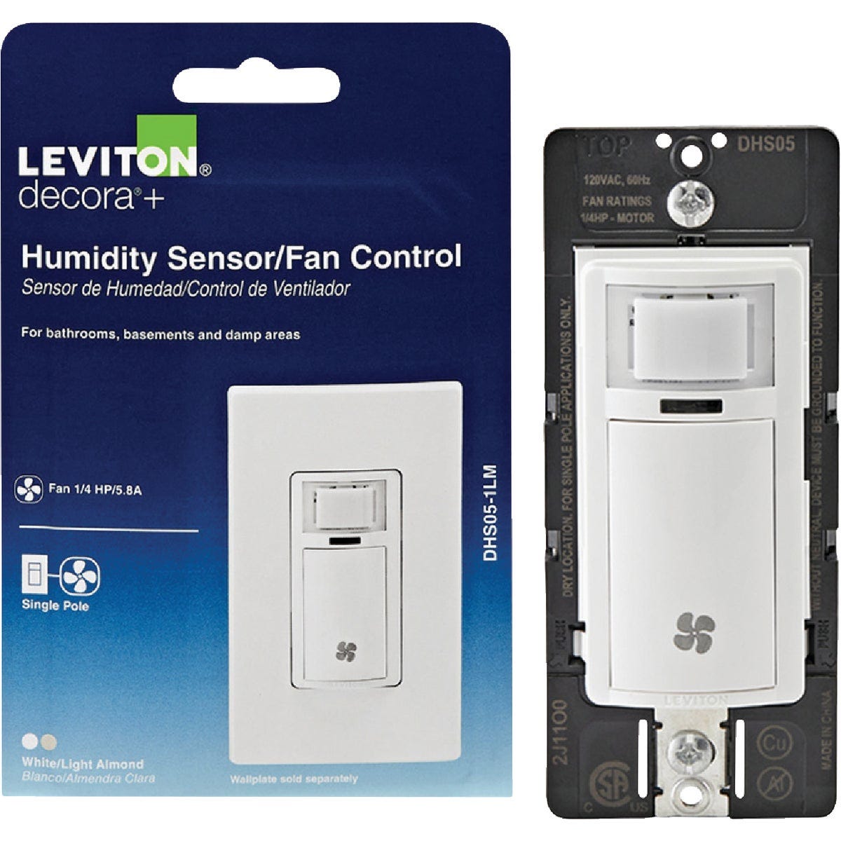 Leviton Decora White 120VAC In-Wall Humidity Sensor and Fan Control Switch for Bathroom Exhaust Fan Leviton Decora White 120VAC In-Wall Humidity Sensor and Fan Control Switch for Bathroom Exhaust Fan