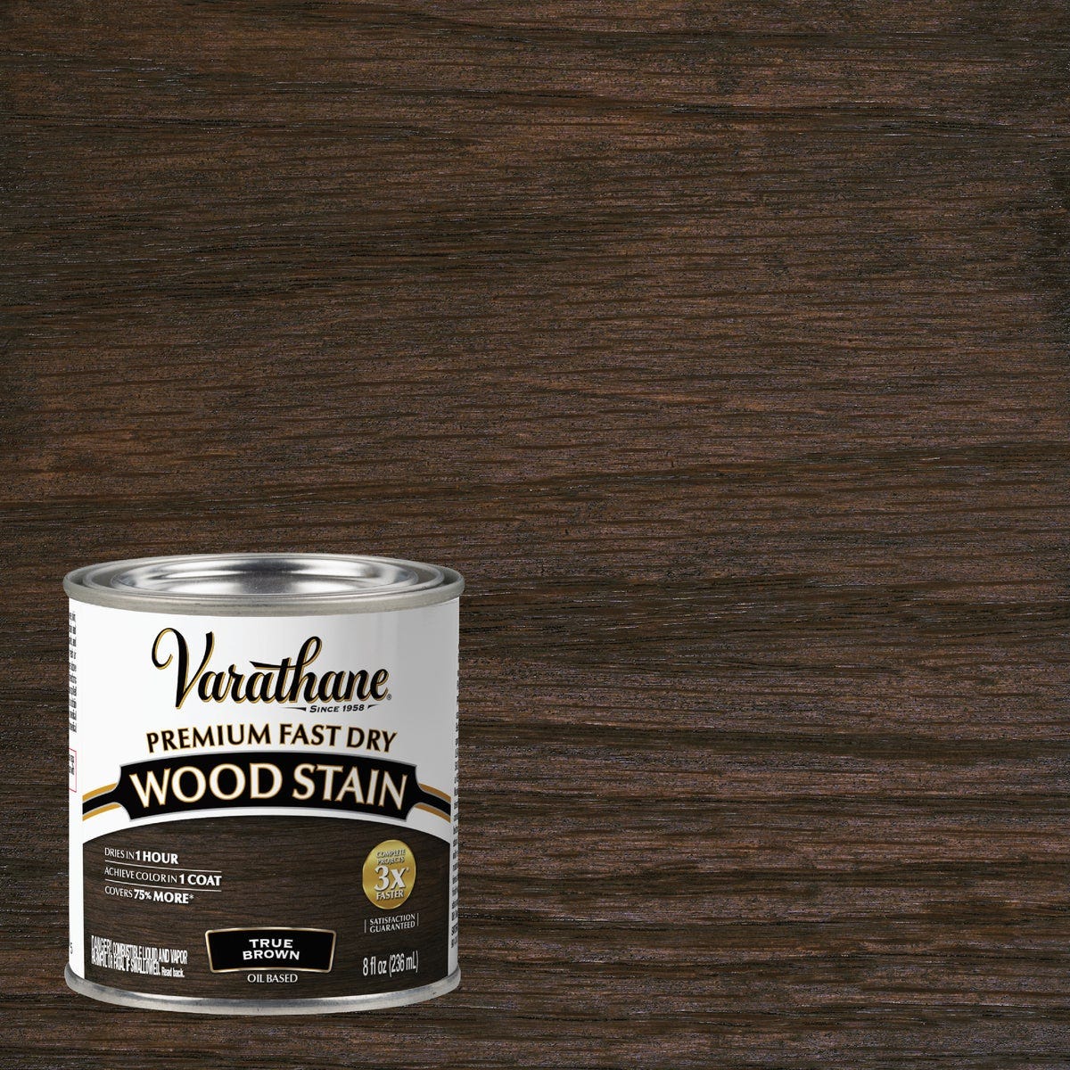 Varathane Fast Dry True Brown Urethane Modified Alkyd Interior Wood Stain, 1/2 Pt.