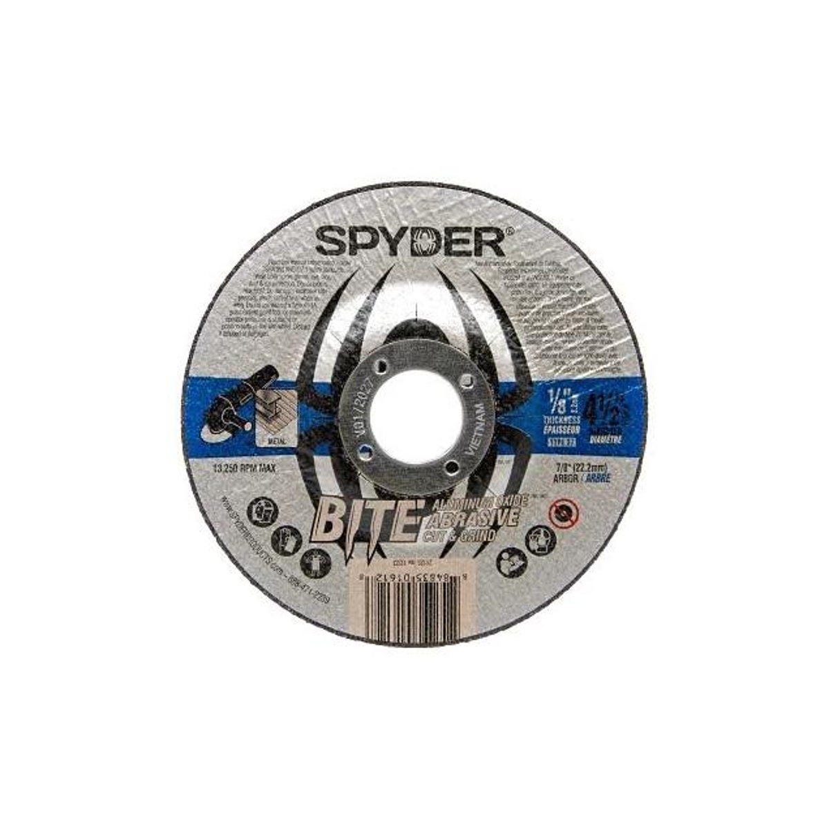 Spyder 4-1/2 In. x 1/8 In. x 7/8 In. Type 27 Metal Cut/Grind Wheel
