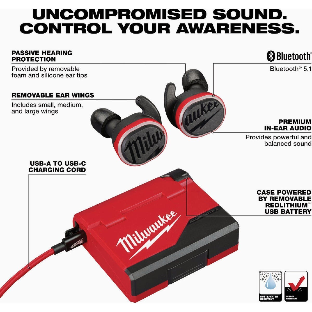 Milwaukee REDLITHIUM USB Bluetooth Jobsite Earbuds - photo 7 Milwaukee REDLITHIUM USB Bluetooth Jobsite Earbuds - photo 7
