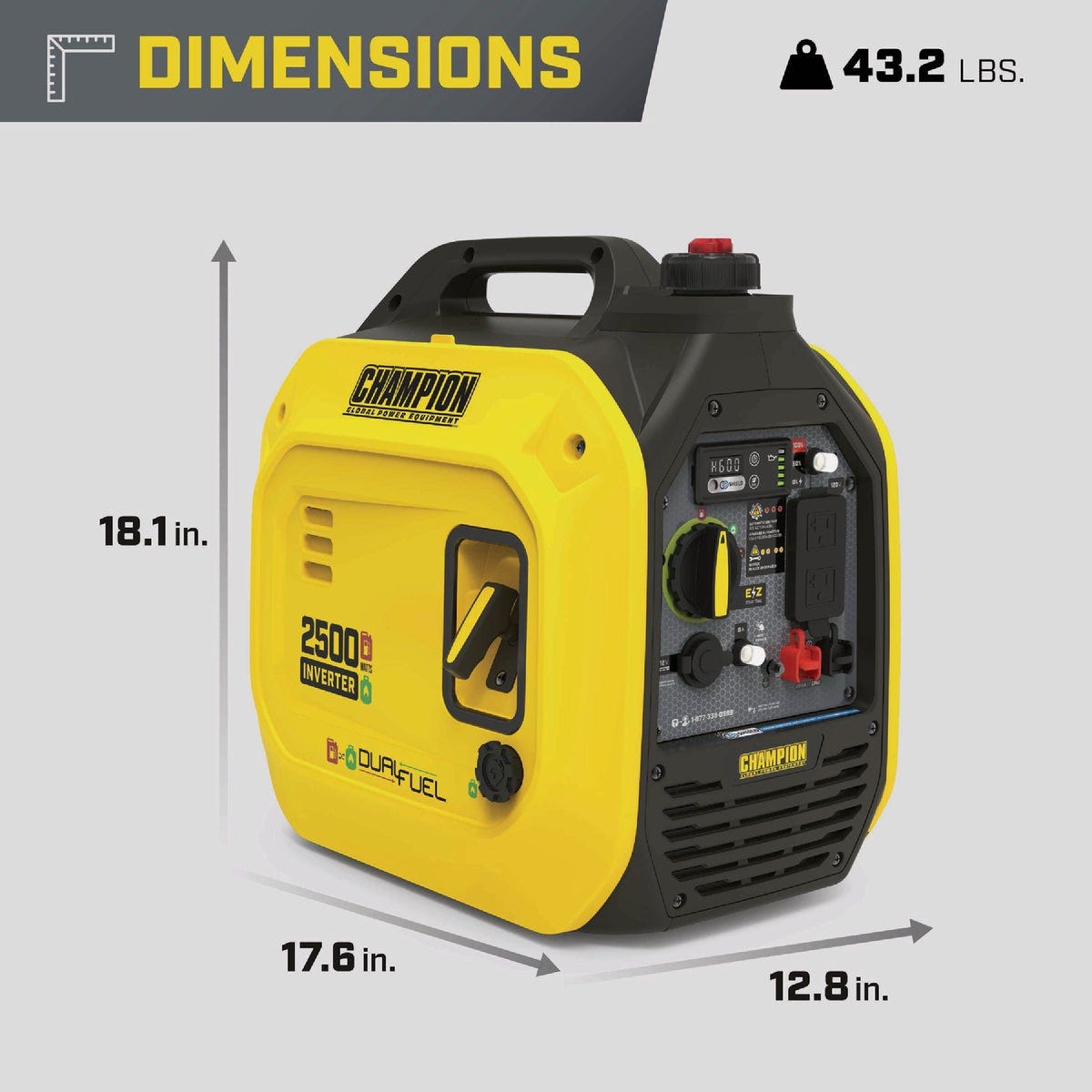 Champion 2500W Dual Fuel Recoil Inverter Generator with CO Shield - photo 7