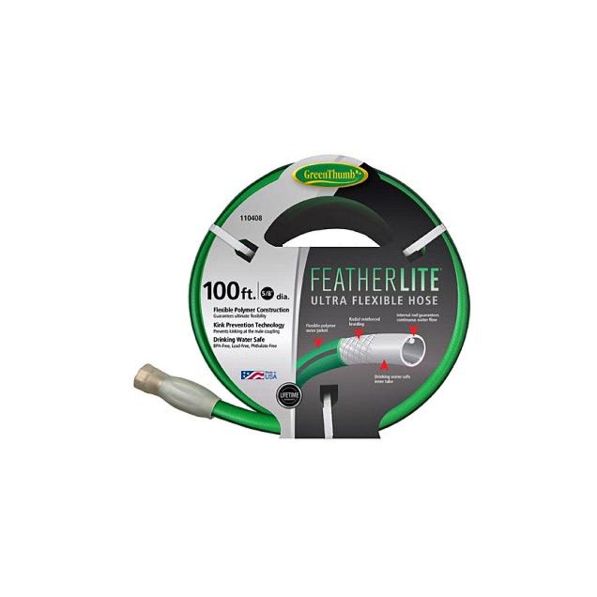 Green Thumb 5/8 In. Dia. x 100 Ft. L. FeatherLite Ultra Flexible Garden Hose Green Thumb 5/8 In. Dia. x 100 Ft. L. FeatherLite Ultra Flexible Garden Hose