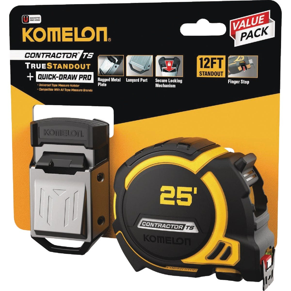 Komelon Contractor TS 25 Ft. Tape Measure & Quick Draw PRO Tool Holster Komelon Contractor TS 25 Ft. Tape Measure & Quick Draw PRO Tool Holster