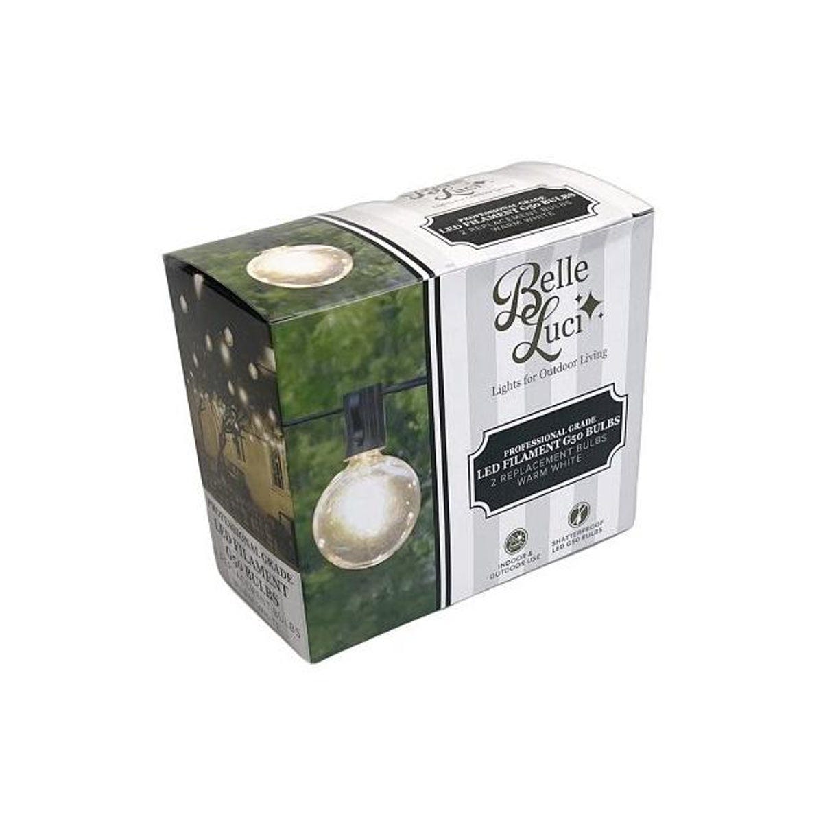 Holiday Bright Lights Warm White Belle Luci G50 String Light Replacement Bulbs (2-Pack)