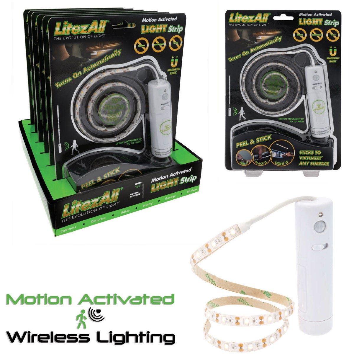 LitezAll 19 In. L. LED Motion Activated Under Cabinet Tape Light