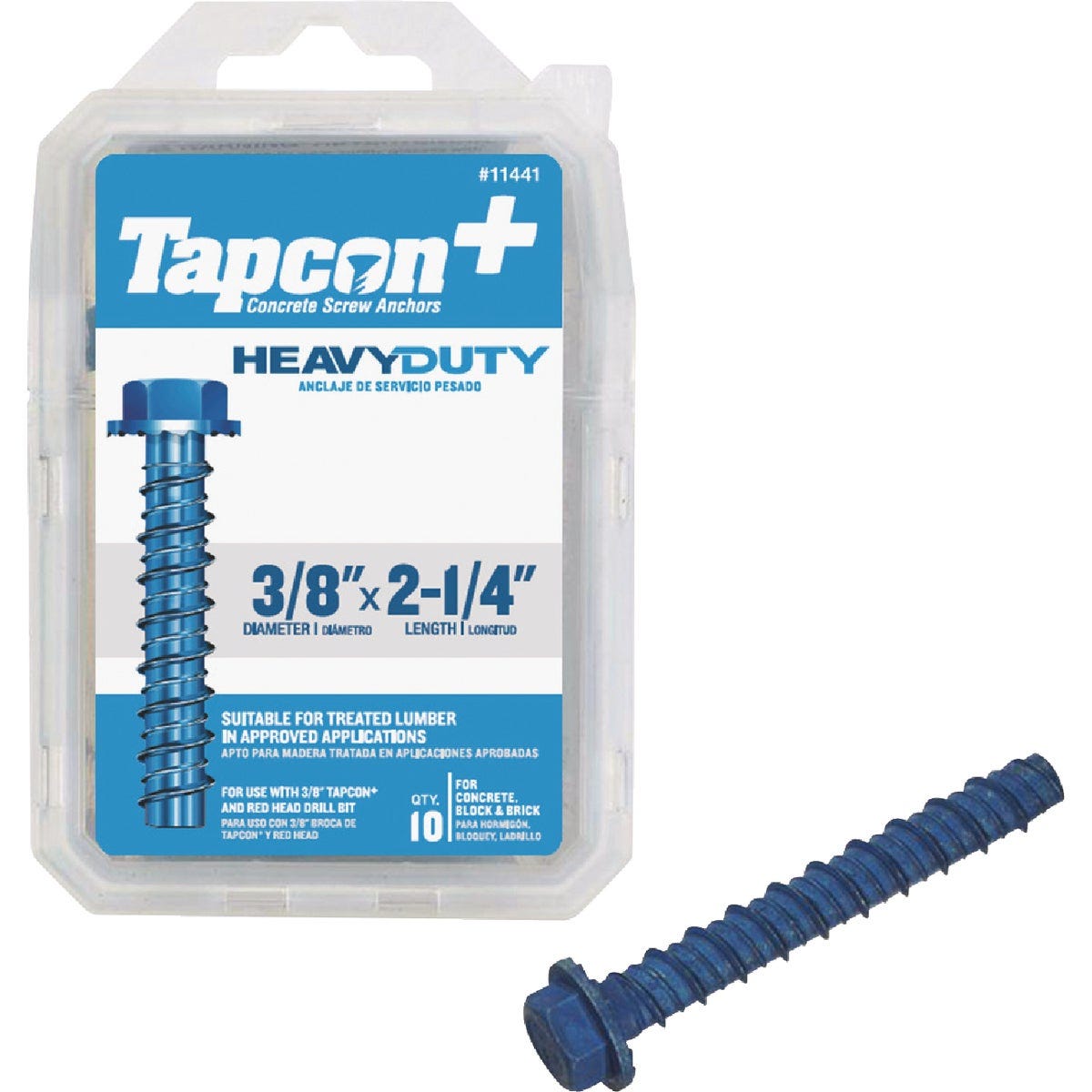 Tapcon 3/8 In. x 2-1/4 In. Hex Washer Concrete Screw Anchor (10-Count) Tapcon 3/8 In. x 2-1/4 In. Hex Washer Concrete Screw Anchor (10-Count)