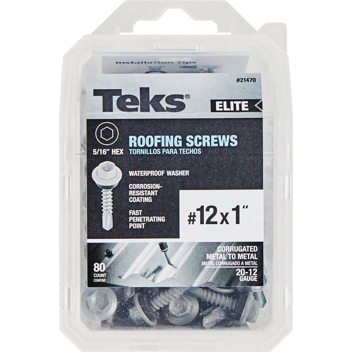 Teks Elite #12 x 1 In. Hex Washer Head Drill Point Metal to Wood Roofing Screw (80-Count) - photo 2