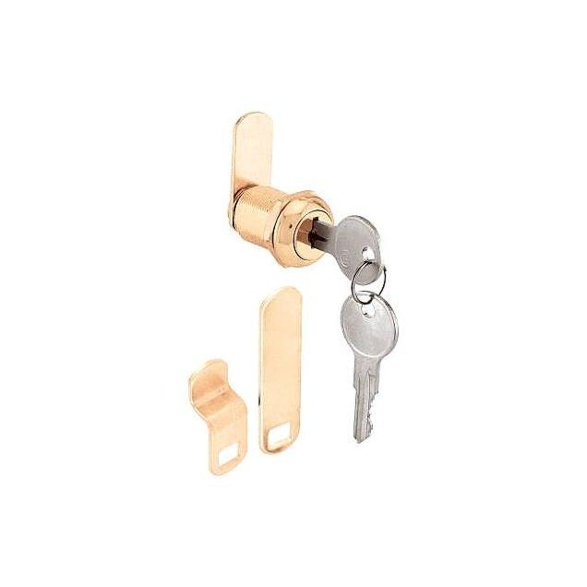 Prime-Line 7/8 In. Brass Finish Drawer/Cabinet Lock